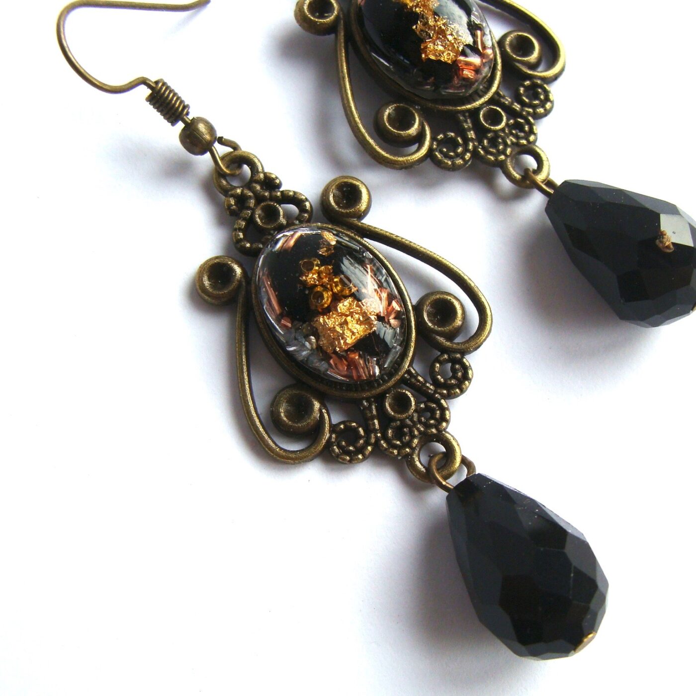Boucles d'oreilles orgonite rétro shungite