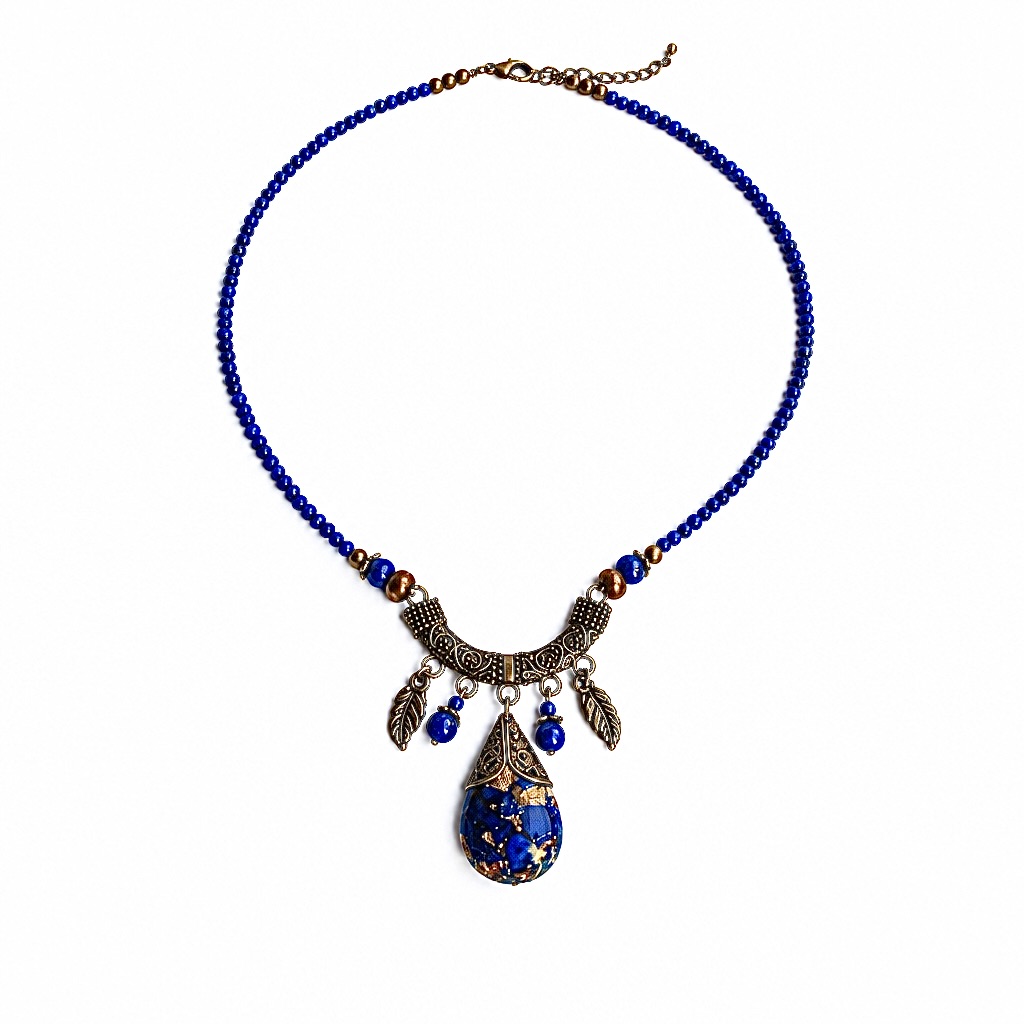 Collier orgonite goutte Tibet lapis lazuli