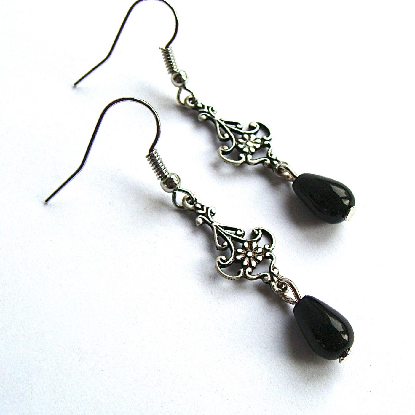 Boucles d'oreilles agate noire