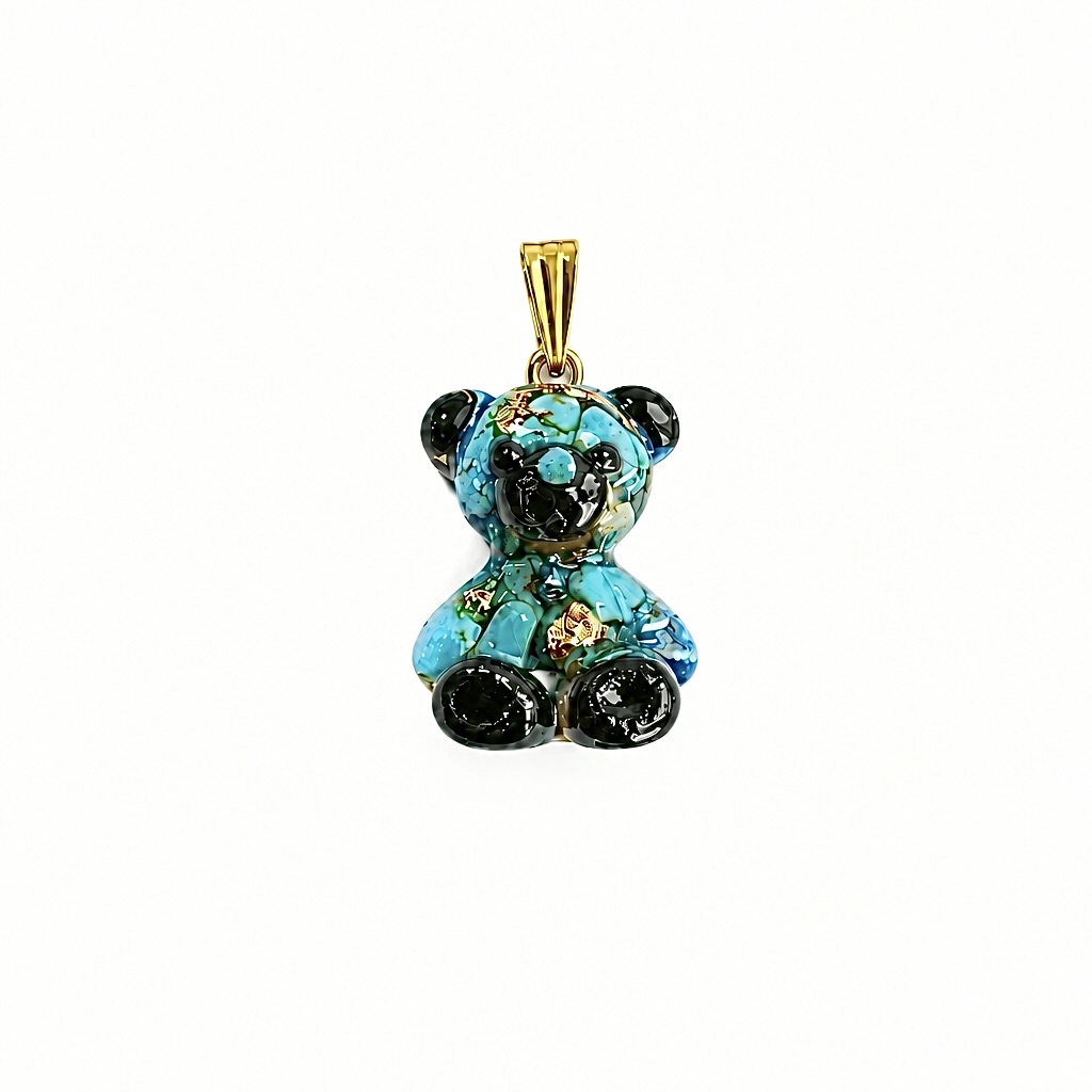 Pendentif orgonite ourson turquoise