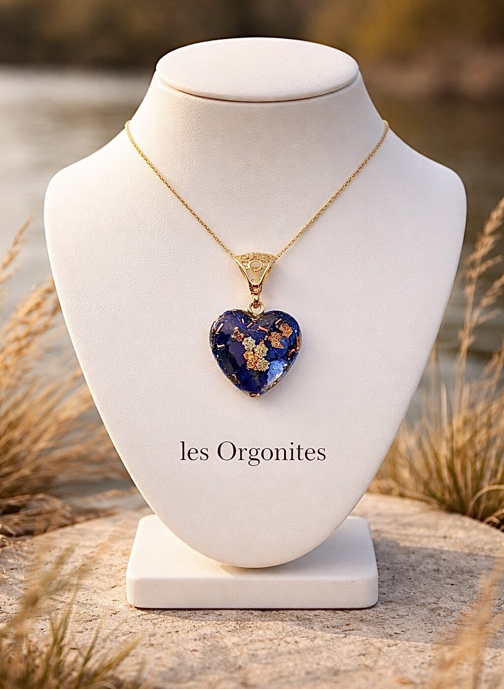 Pendentif orgonite coeur lapis lazuli new