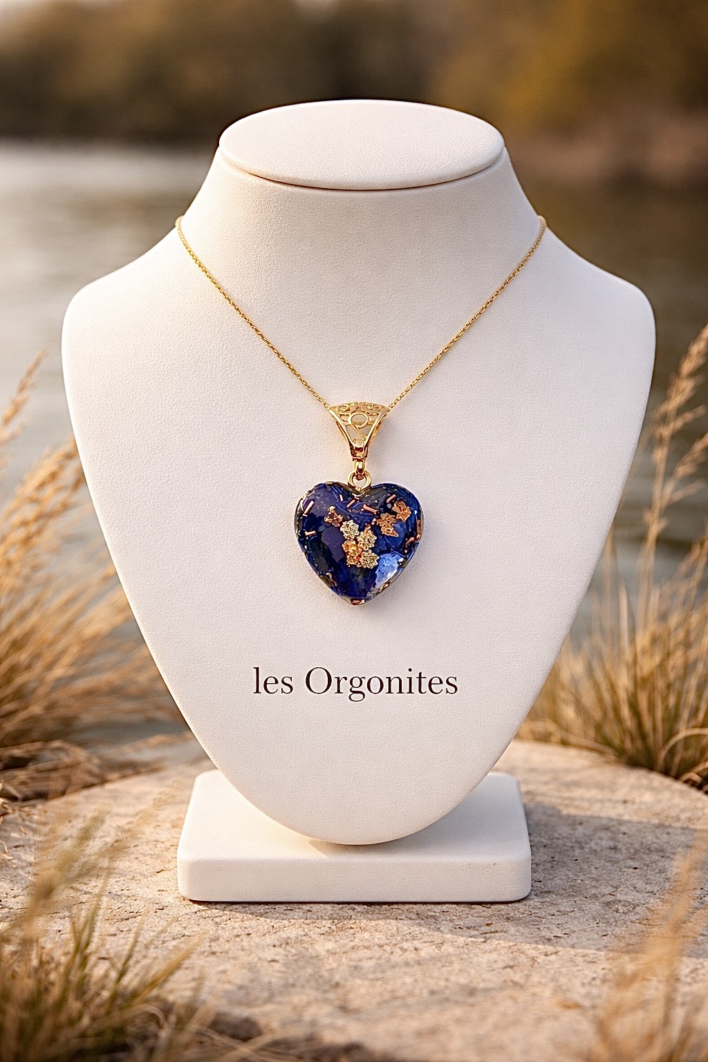 Pendentif orgonite coeur lapis lazuli new