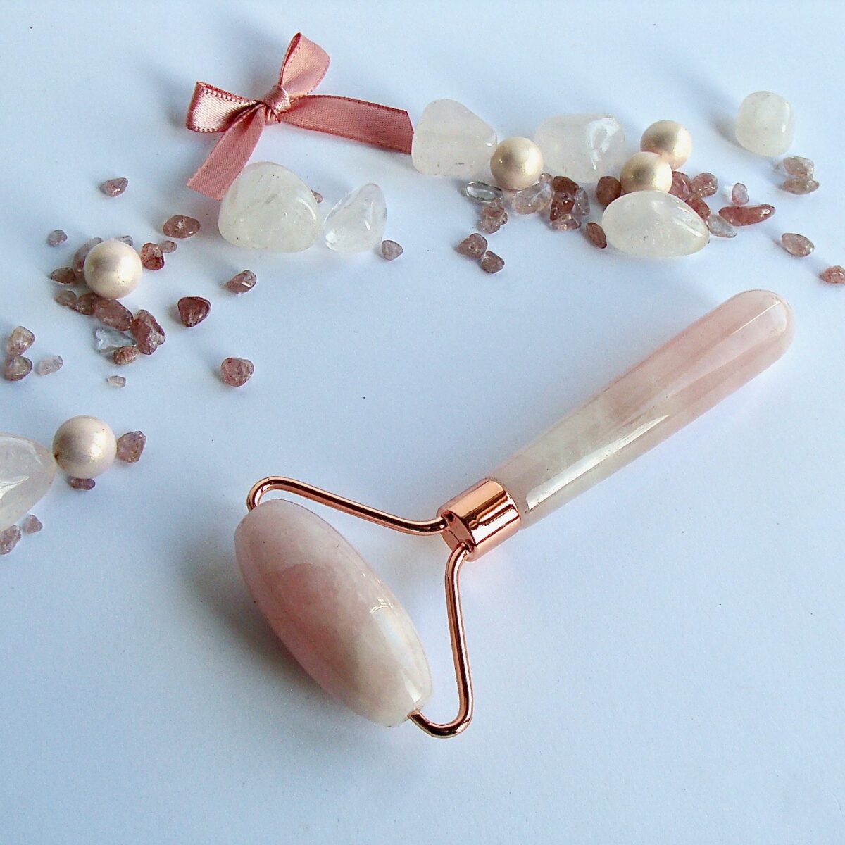 Rouleau de massage visage simple quartz rose