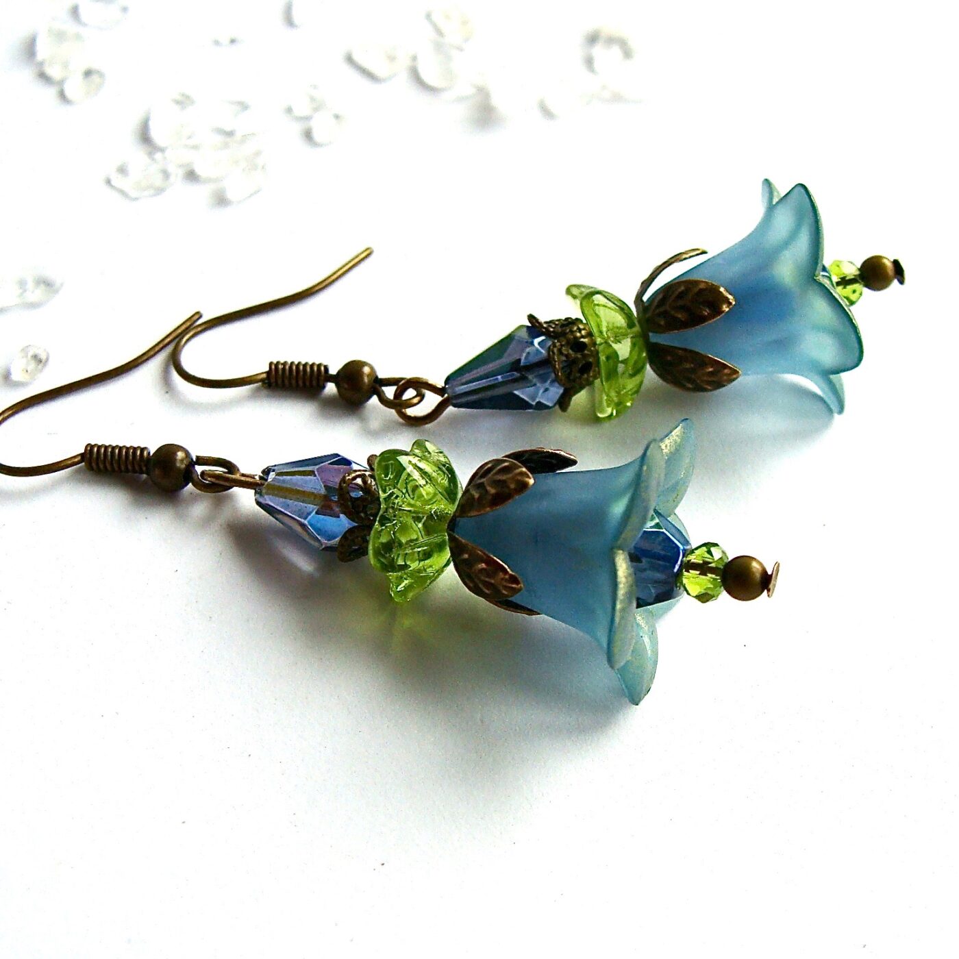Boucles d'oreilles Jardin Précieux cristal bleu