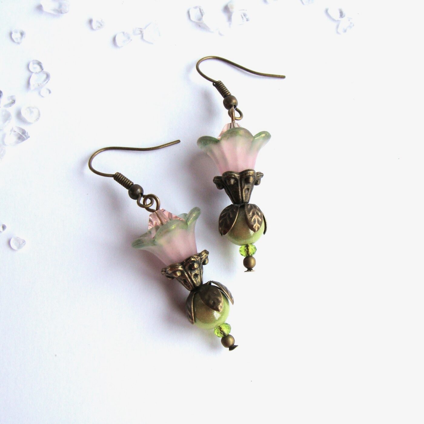 Boucles d'oreilles Jardin Précieux cristal rose
