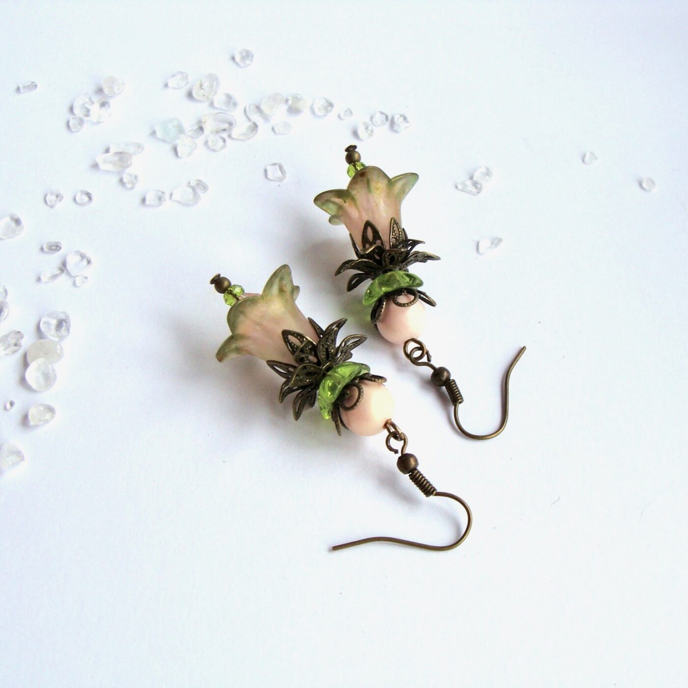 Boucles d'oreilles Jardin Précieux cristal rose