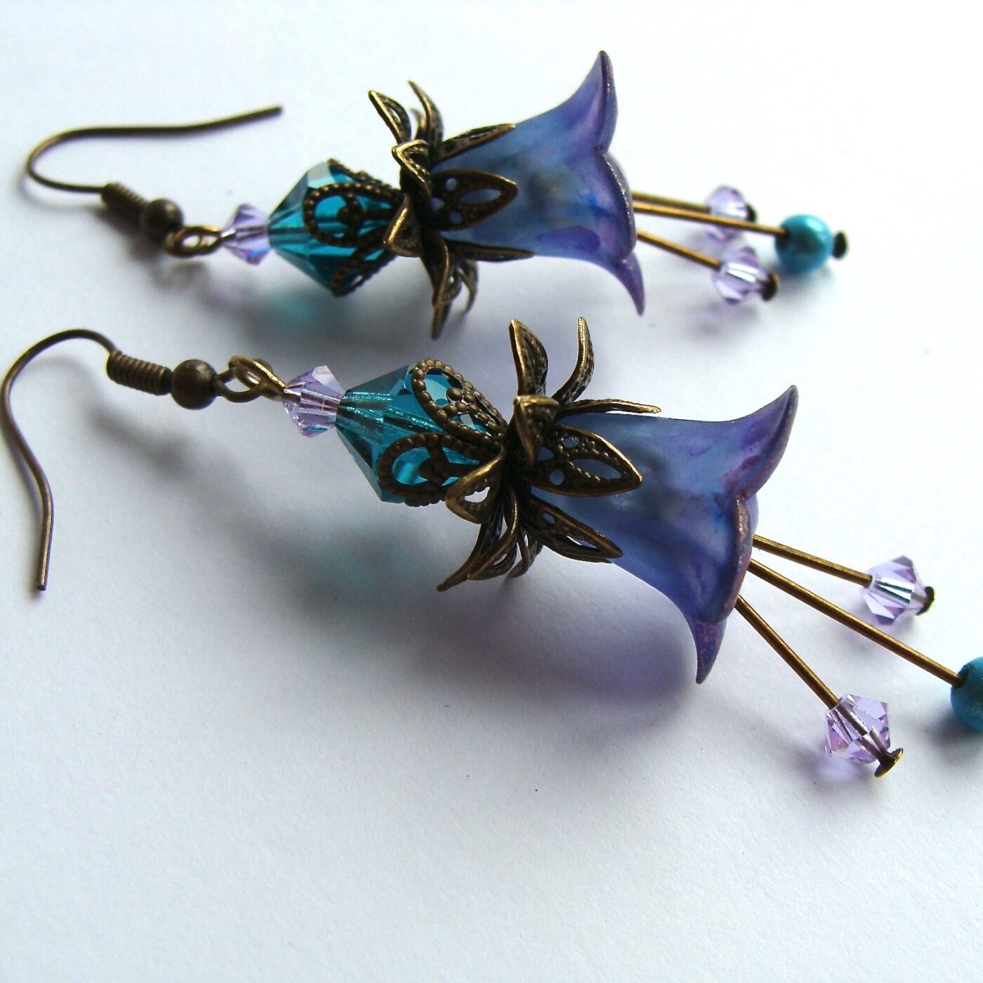 Boucles d'oreilles Jardin Précieux cristal turquoise