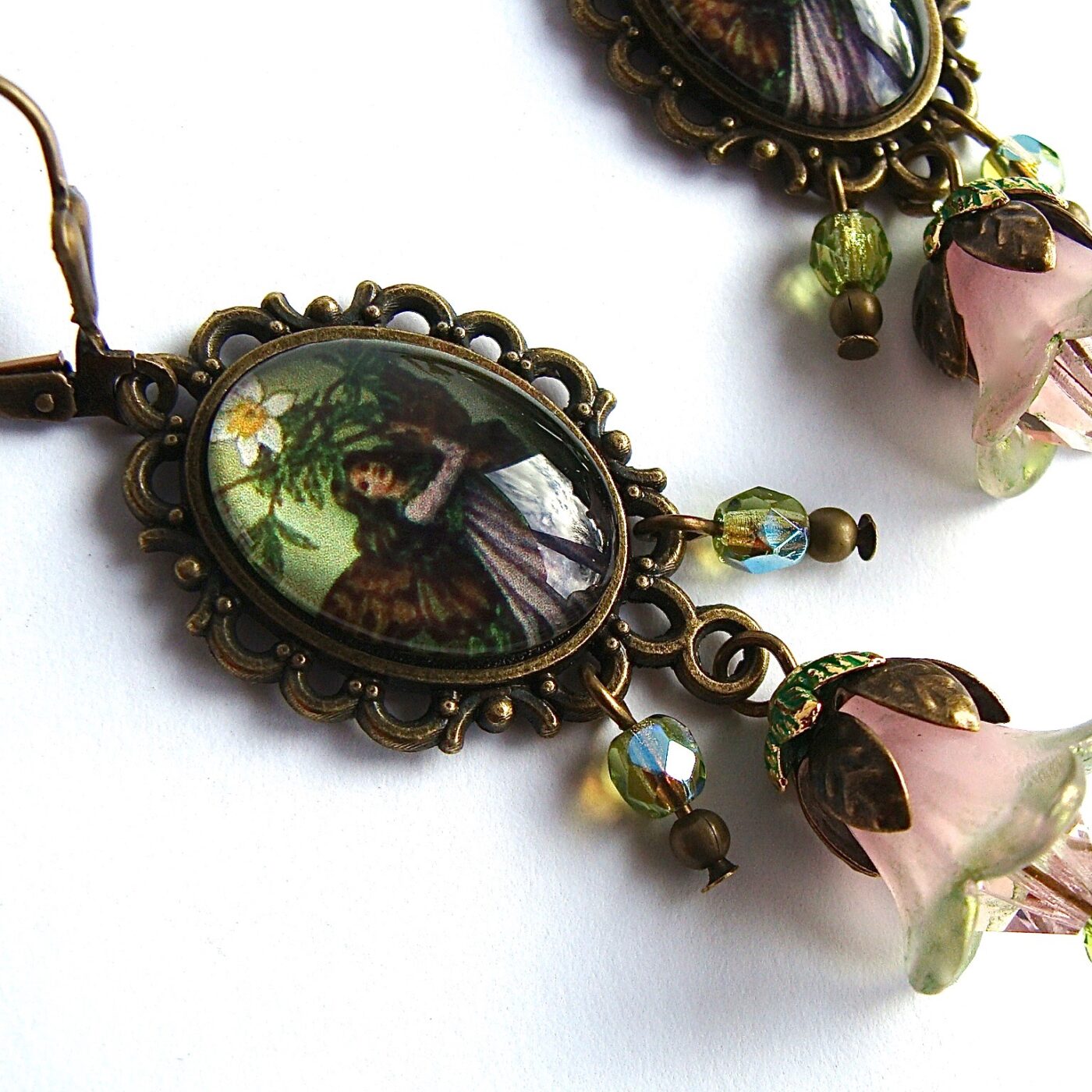 Boucles d'oreilles roses Fée au Jardin