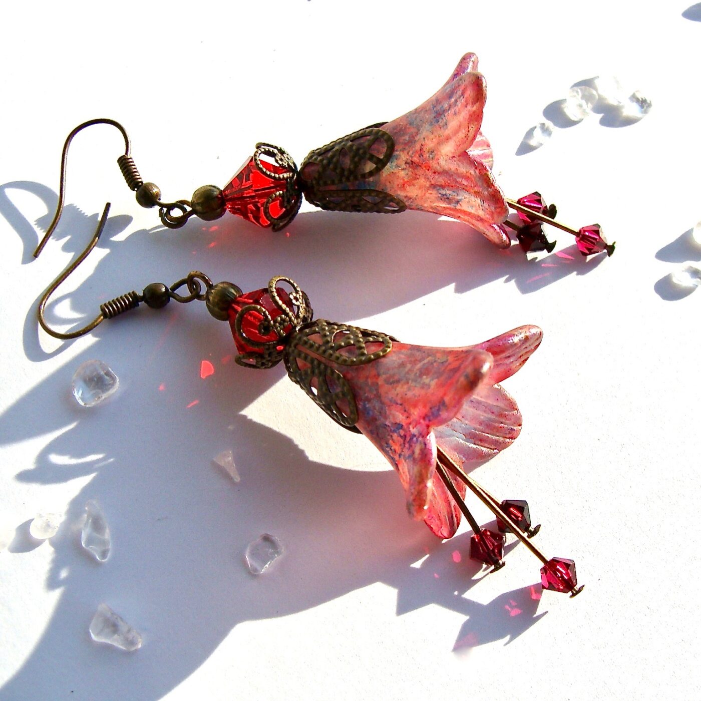 Boucles d'oreilles Jardin Précieux cristal rouge