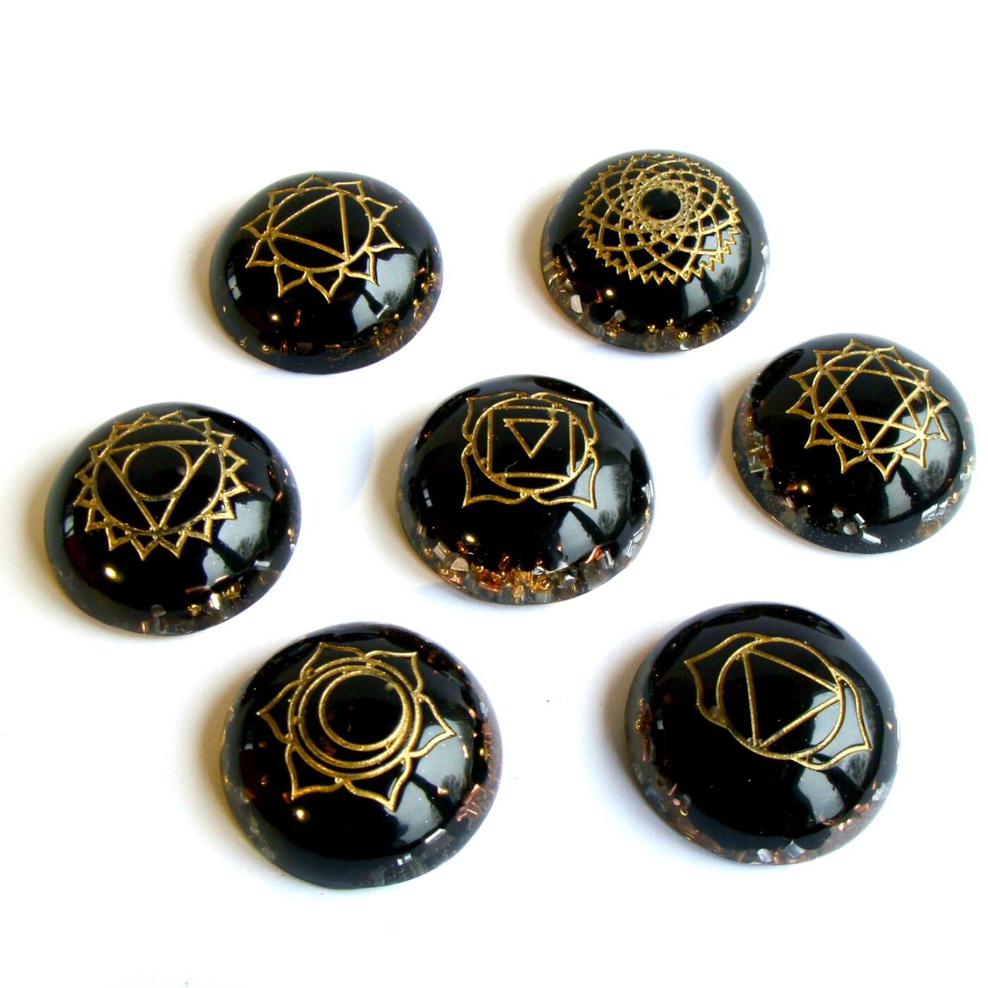 Orgonite demi sphère mandala shungite