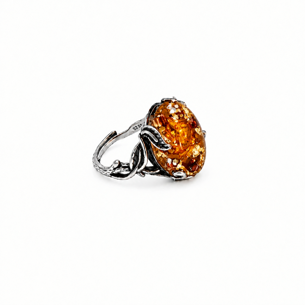 Bague orgonite ambre branche