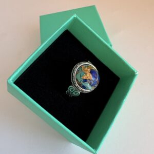 Bague orgonite ronde lapis lazuli turquoise coeur