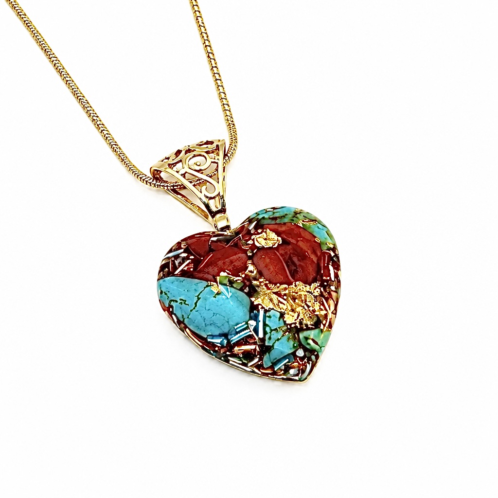Pendentif orgonite coeur Tibet new