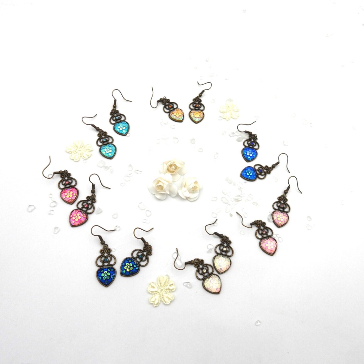 Boucles d'oreilles coeur rétro