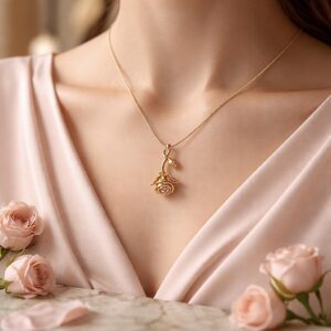 Pendentif rose en plaqué or