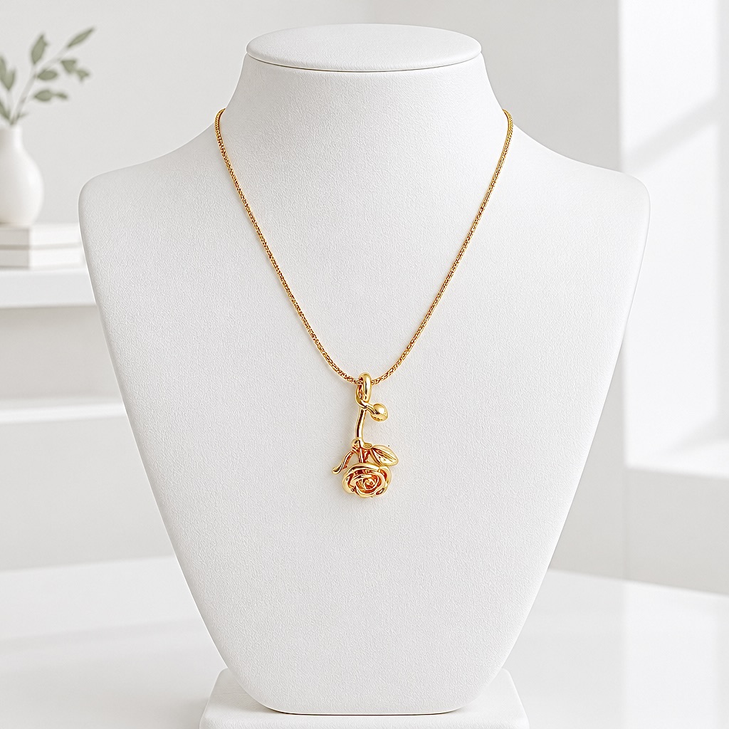 Pendentif rose en plaqué or