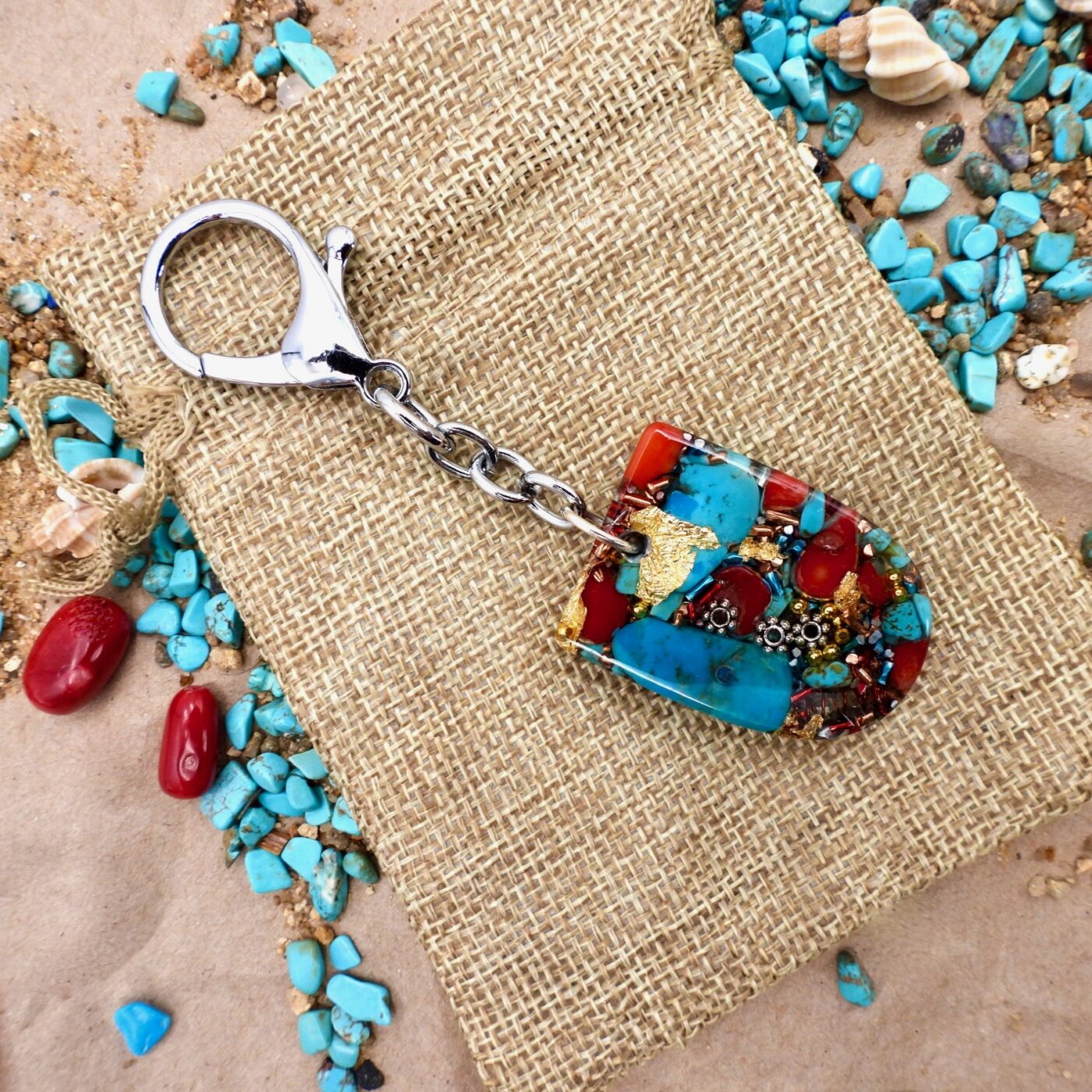Porte clefs orgonite nomade courbe Tibet