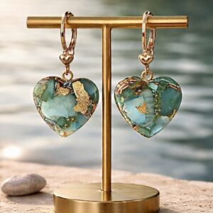 Boucles d'oreilles orgonite coeur amazonite