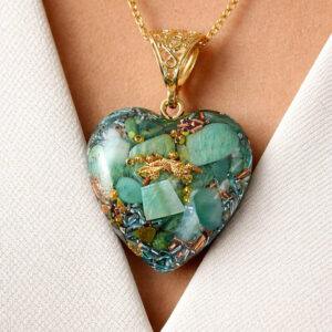 Orgonite coeur new amazonite pendentif ou porte-clefs