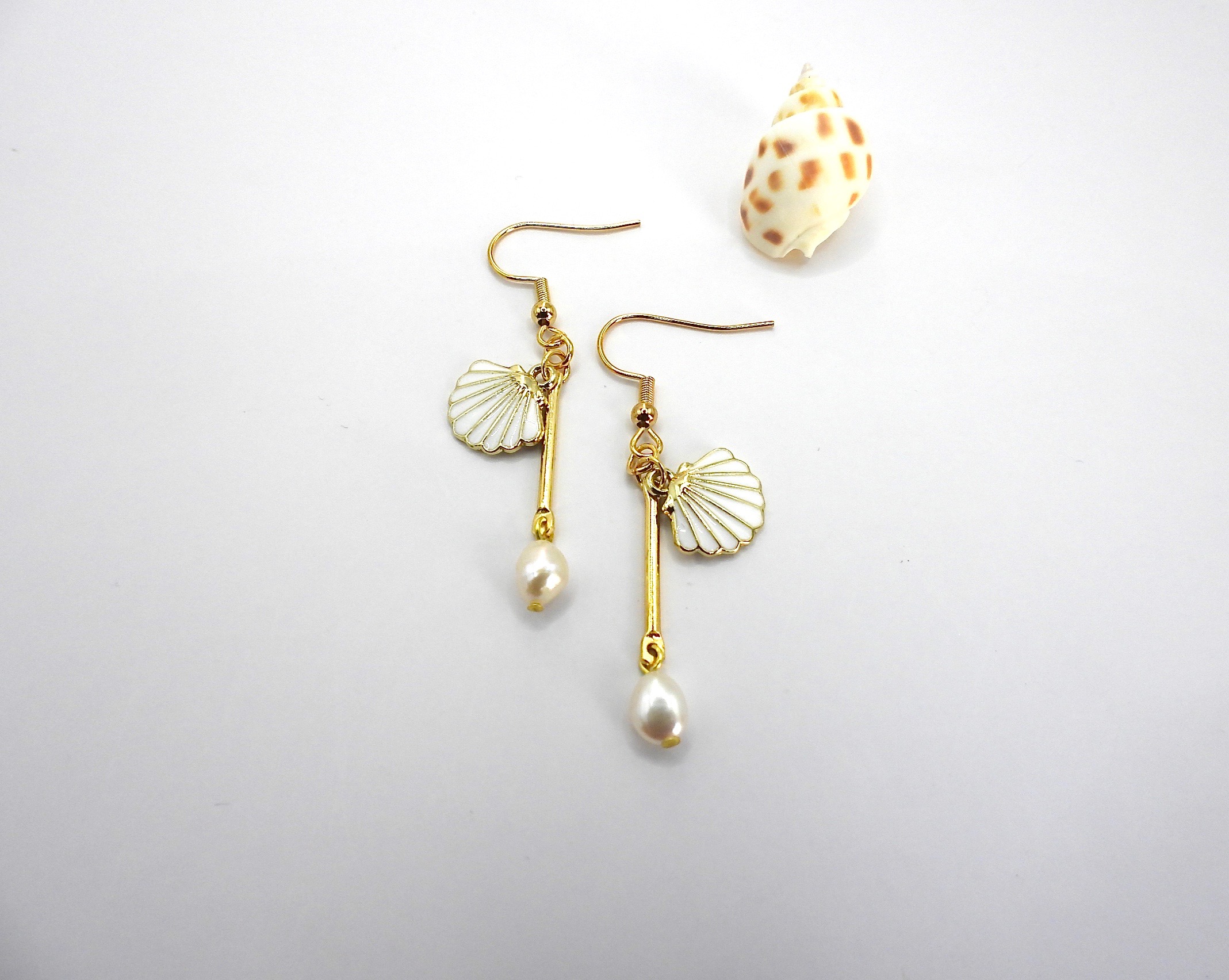 Boucles D'oreilles Coquillage Dorées - Style Bohème Plage Vintage Pour Femme
