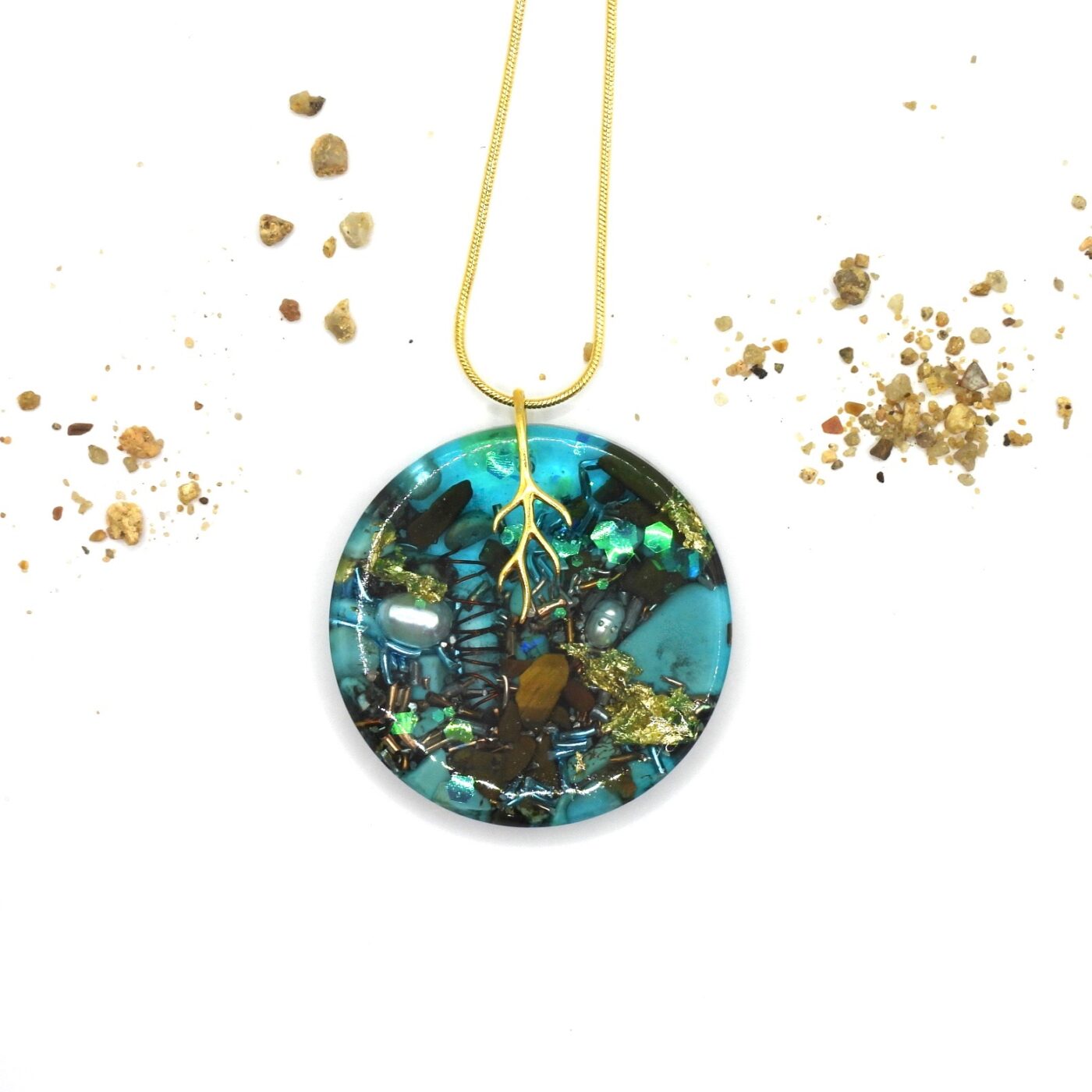 Pendentif orgonite rond Océan
