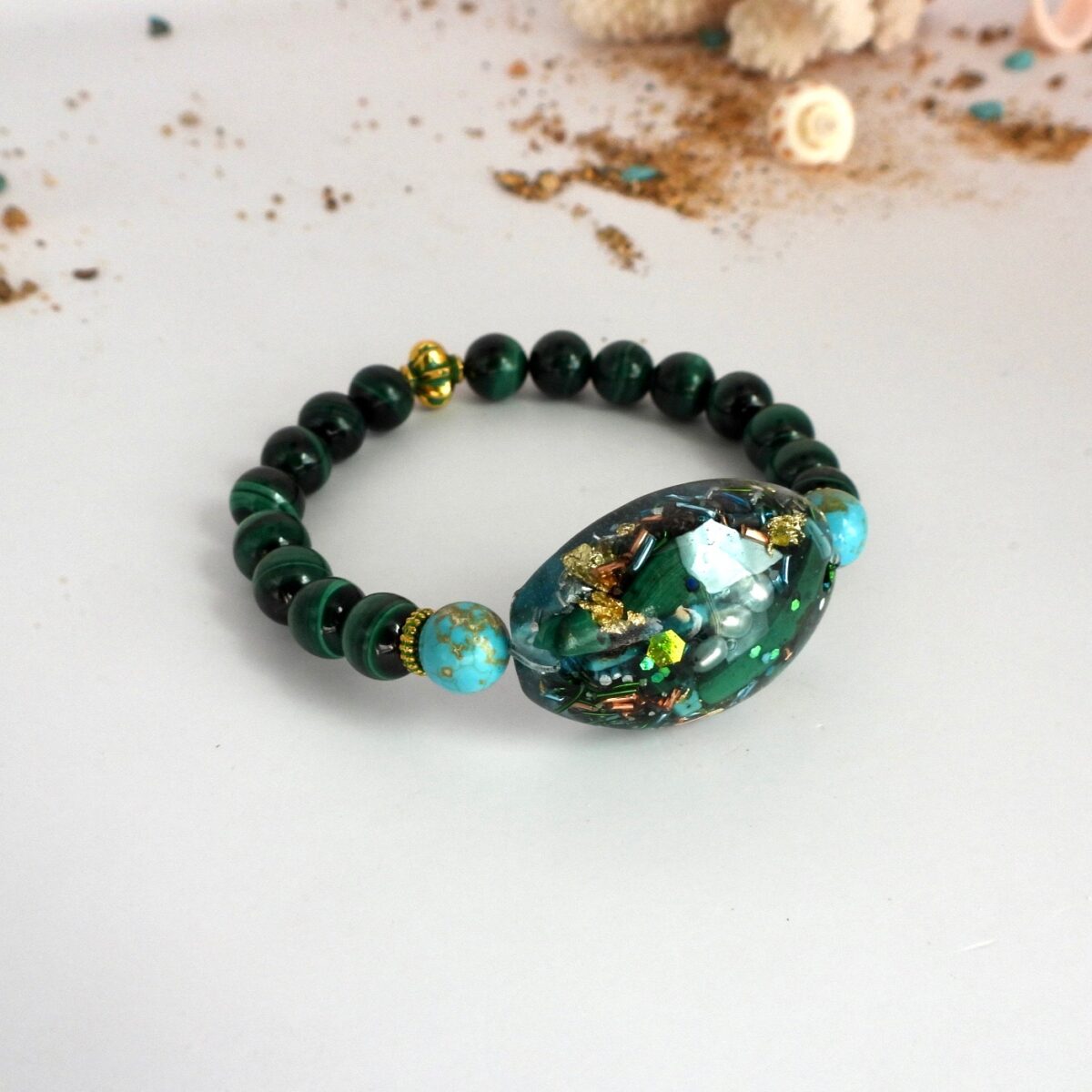 Bracelet orgonite ovale Lagon