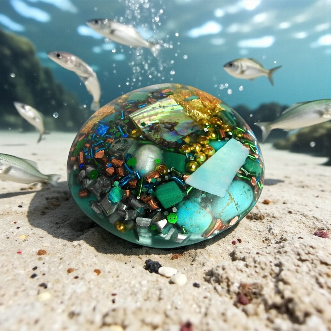Galet orgonite Lagon
