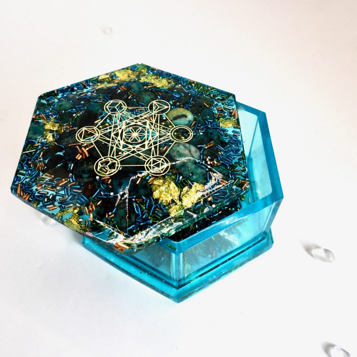 Boîte orgonite Métatron chrysocolle