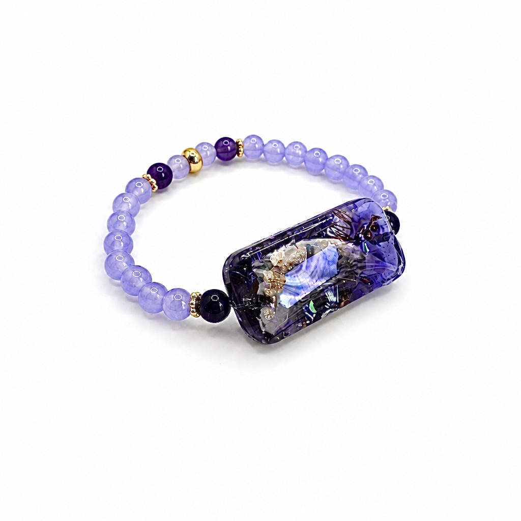 Bracelet orgonite rectangle Printemps Mauve