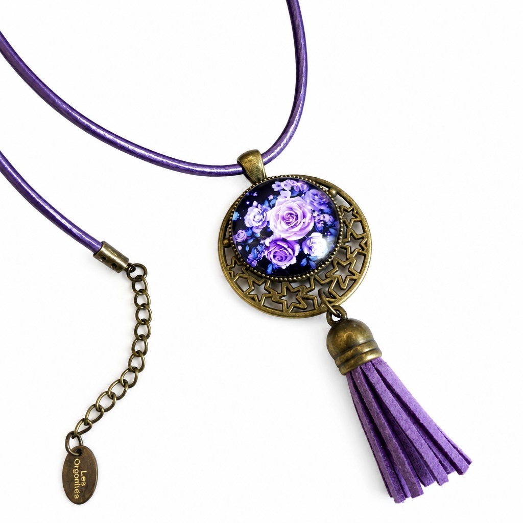 Collier Printemps Mauve Roses