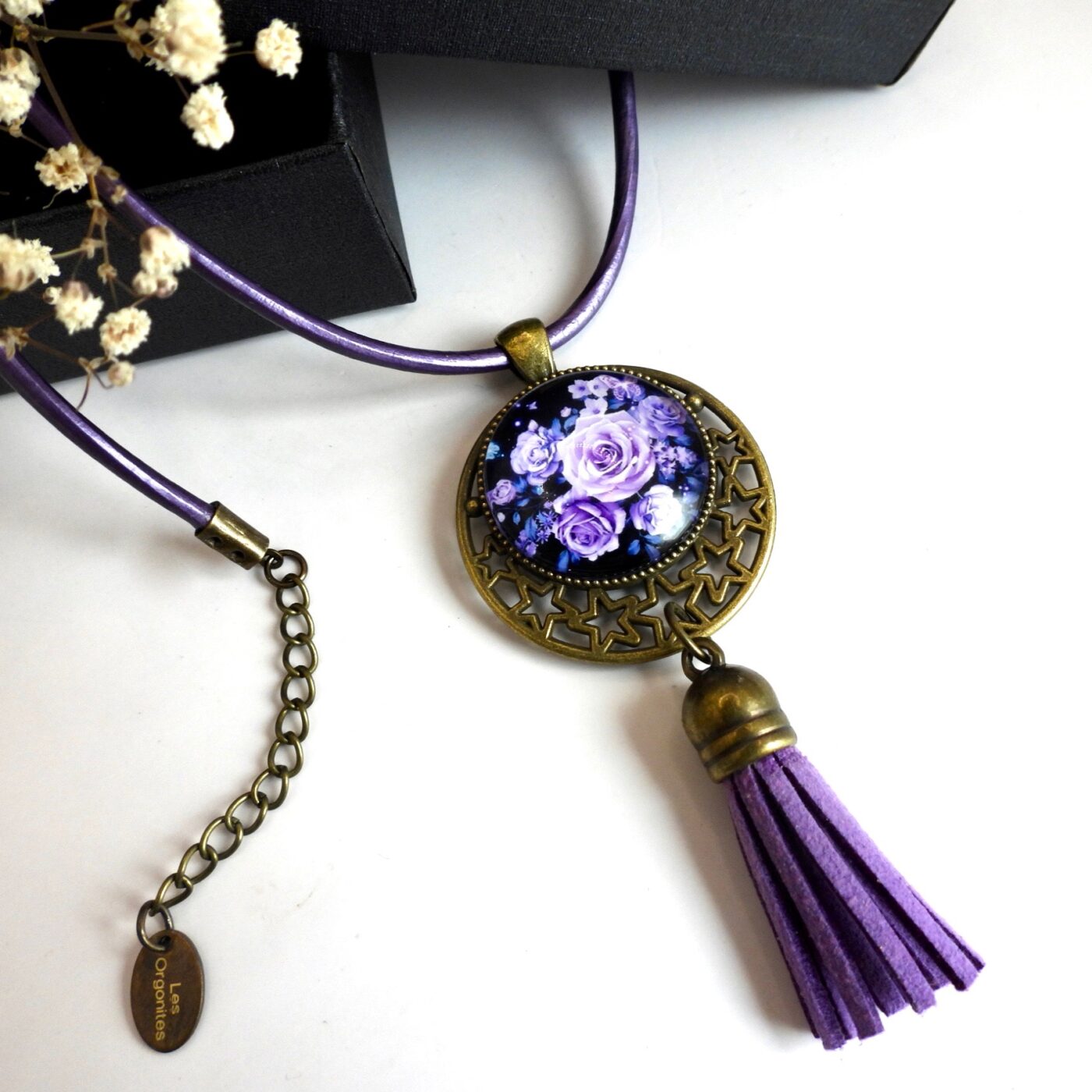 Collier Printemps Mauve Roses