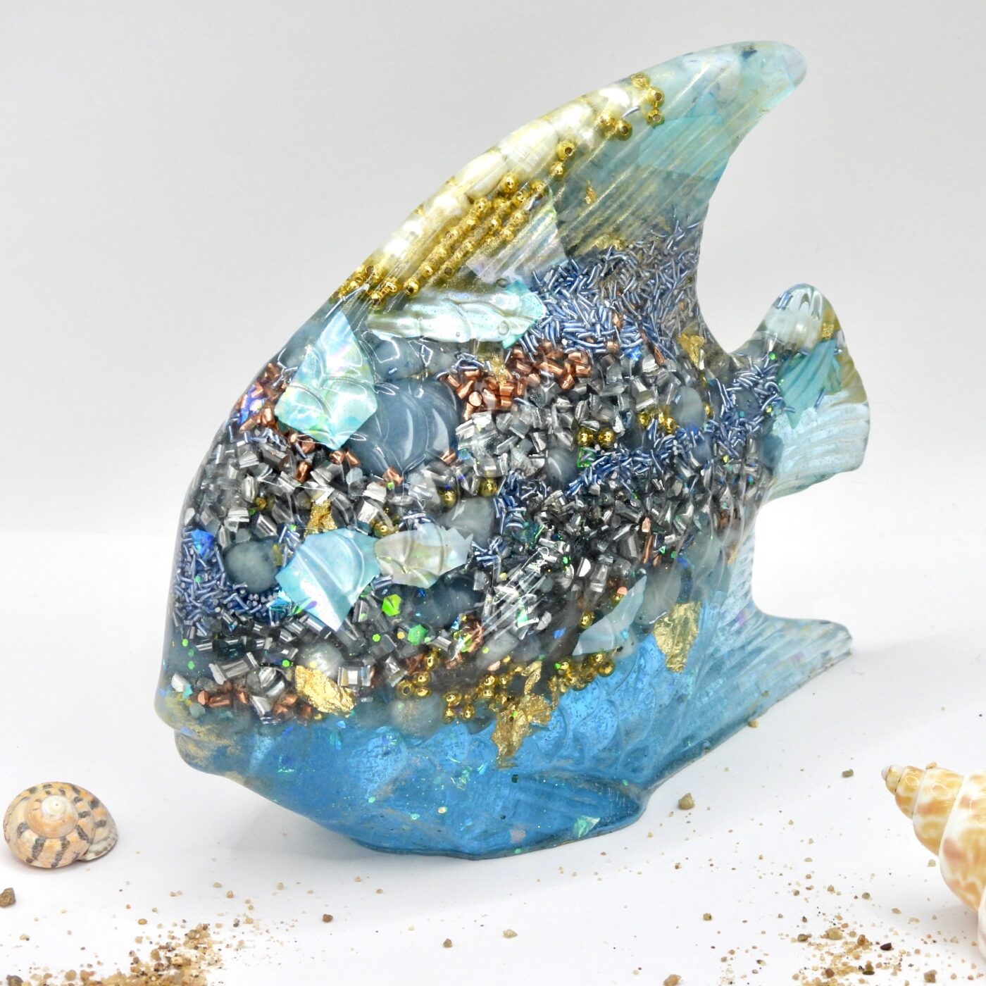 Poisson orgonite aigue marine