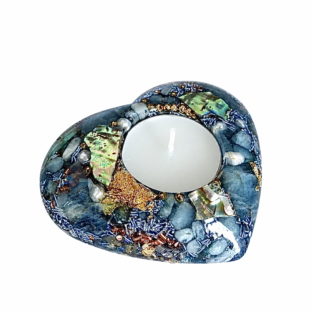 Bougeoir orgonite coeur Douceur Marine