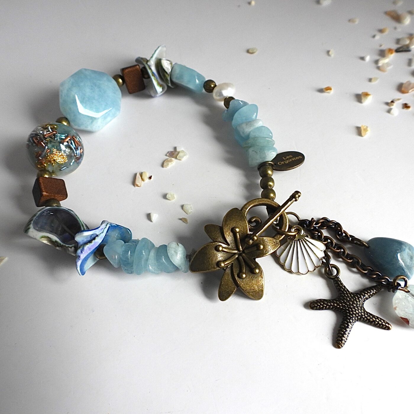 Bracelet orgonite sphère Douceur Marine