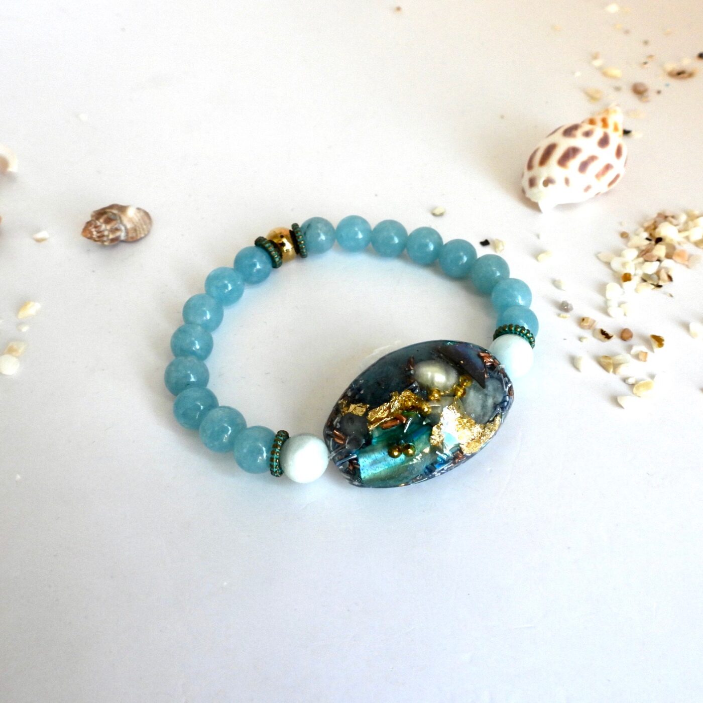 Bracelet orgonite ovale Douceur Marine
