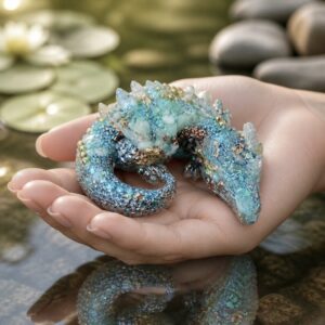 Petit dragon orgonite endormi amazonite