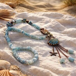 Sautoir orgonite sphère Douceur Marine