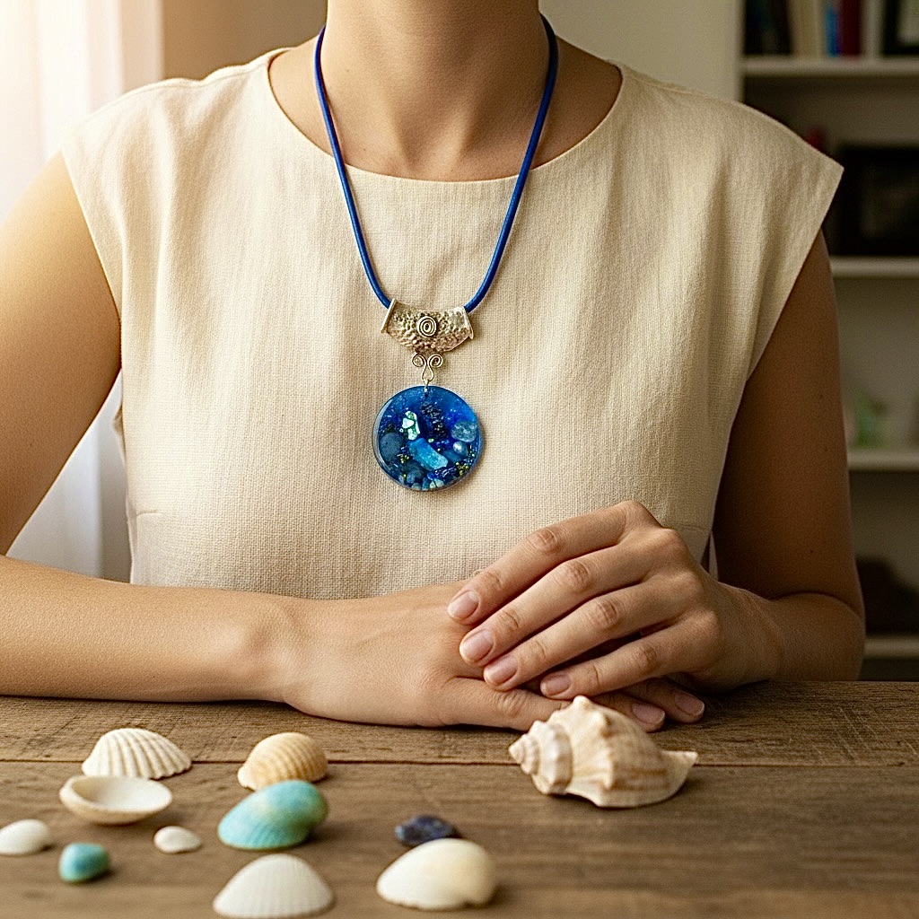 Pendentif orgonite ethnique Profondeurs Océanes – Image 2