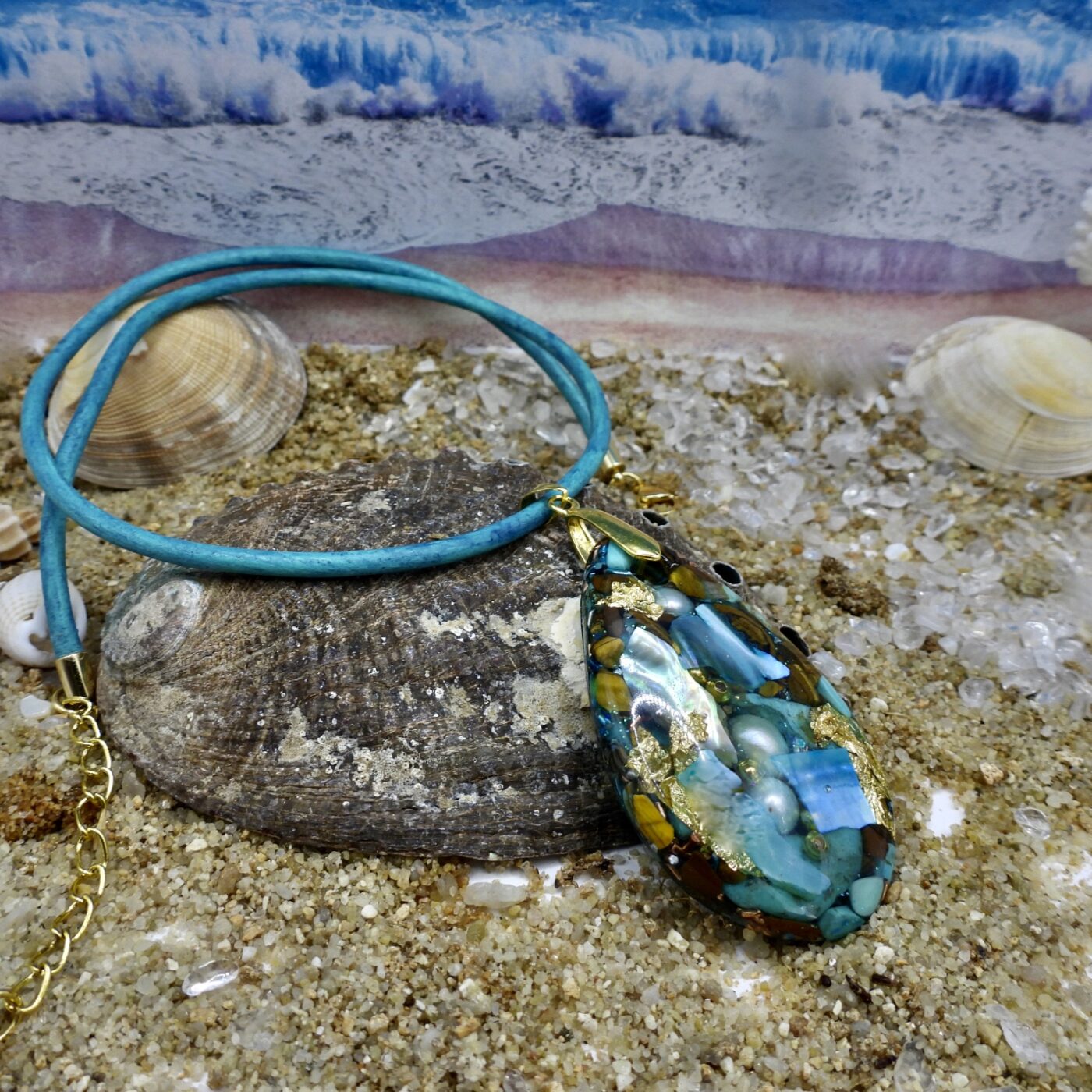 Pendentif galet goutte d'Océan