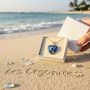 Pendentif orgonite coeur new Profondeurs Océanes