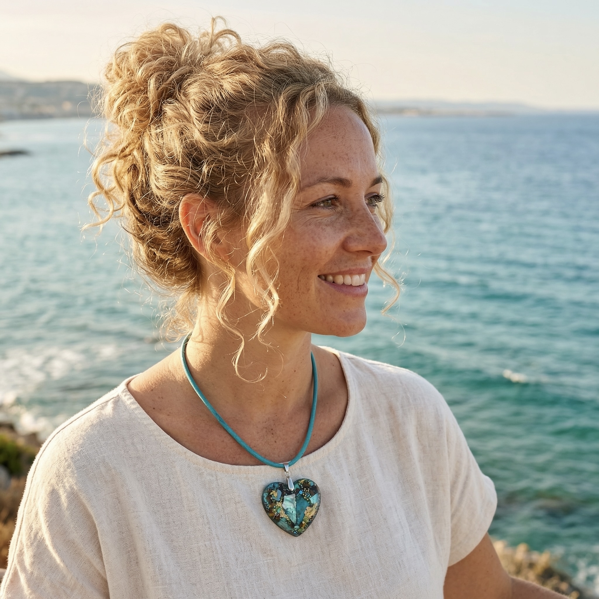 Pendentif galet Coeur d'Océan – Image 2