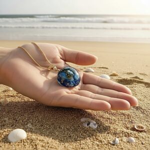 Pendentif orgonite demi-sphère Profondeurs Océanes