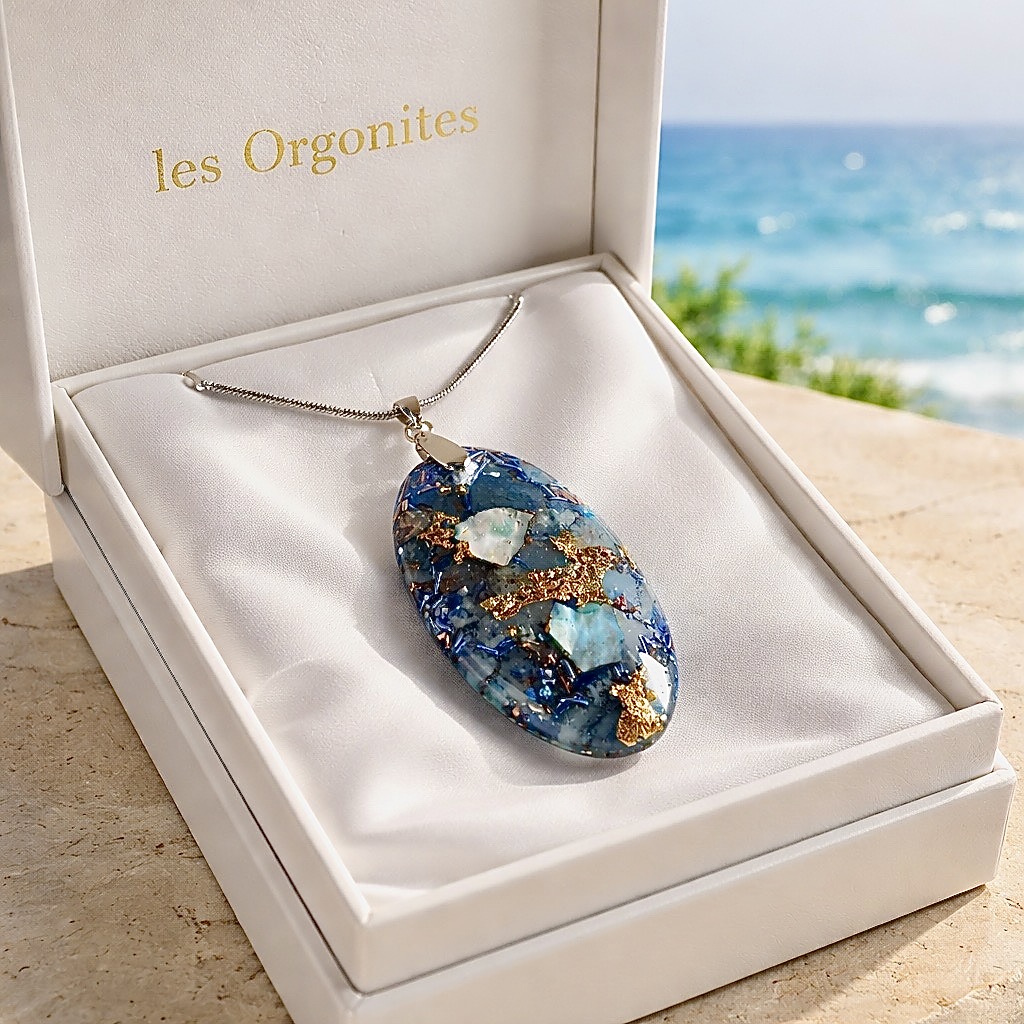 Pendentif orgonite galet Profondeurs Océanes – Image 5