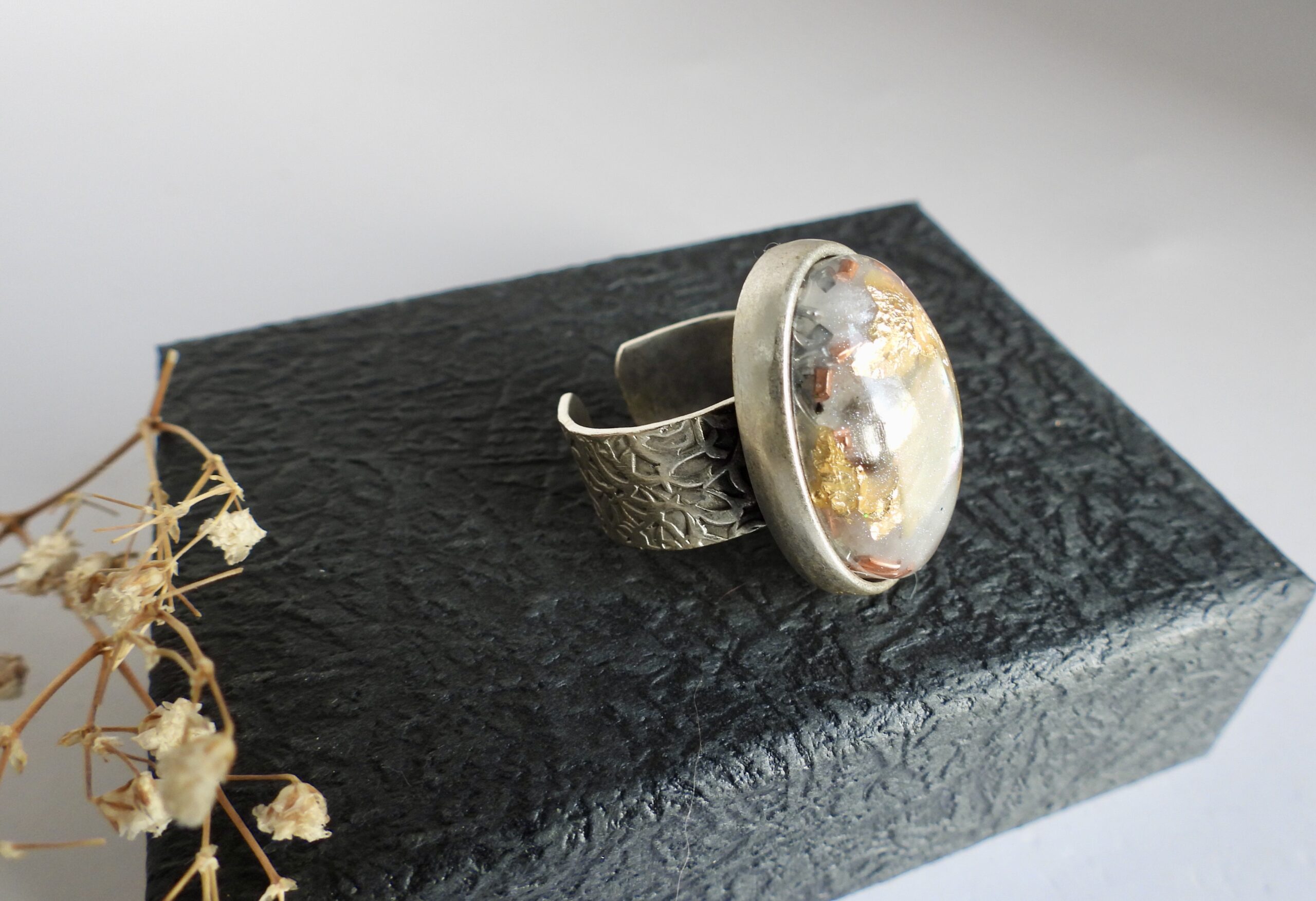 Bague orgonite Pierre de Lune blanche – Image 2