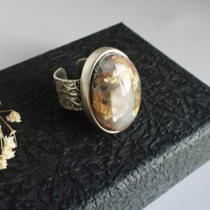Bague orgonite Pierre de Lune blanche