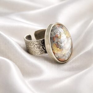 Bague orgonite Pierre de Lune blanche
