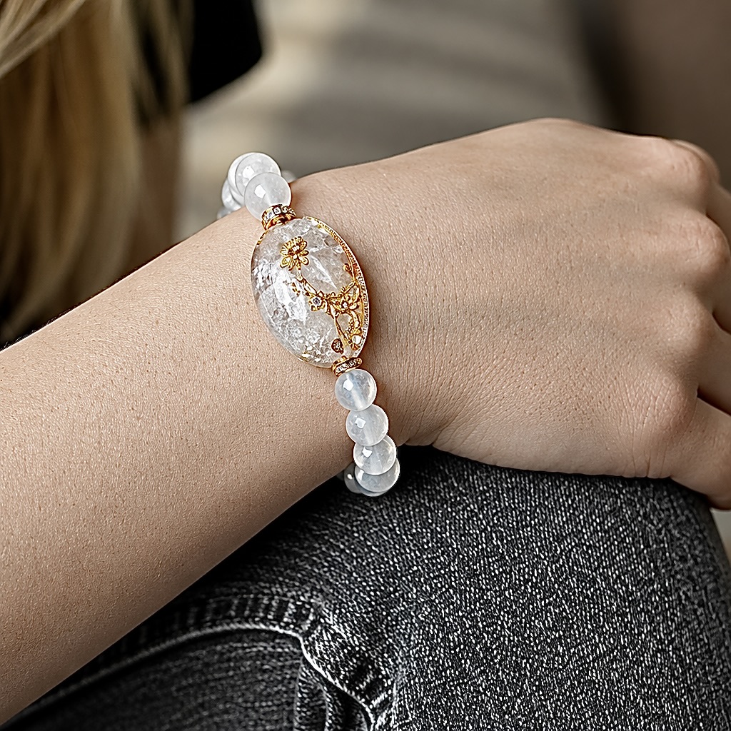 Bracelet orgonite ovale Pierre de Lune blanche