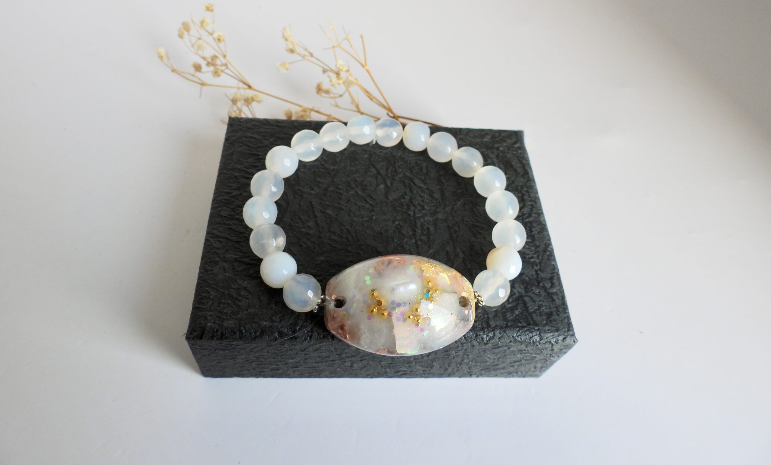 Bracelet orgonite ovale Pierre de Lune blanche
