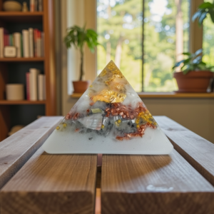 Orgonite pyramide Pierre de Lune blanche