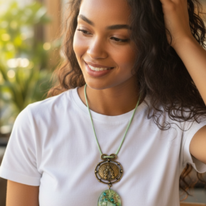 Pendentif orgonite ovale Ethnique Régénération